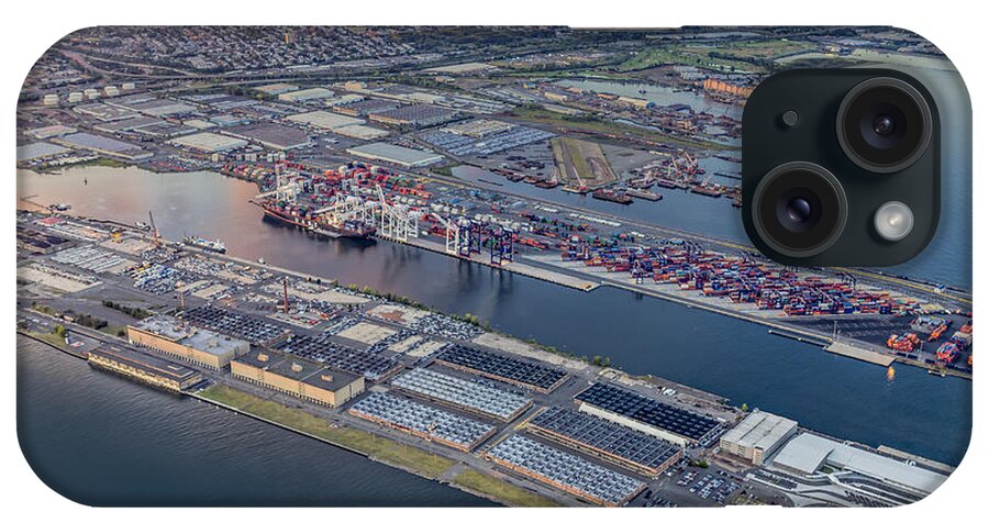 Aerial View iPhone Case featuring the photograph Aerial View Bayonne Container Terminal by Susan Candelario