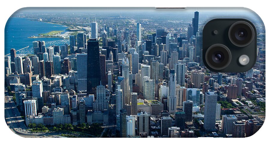 Photography iPhone Case featuring the photograph Aerial View Of A City, Lake Michigan by Panoramic Images
