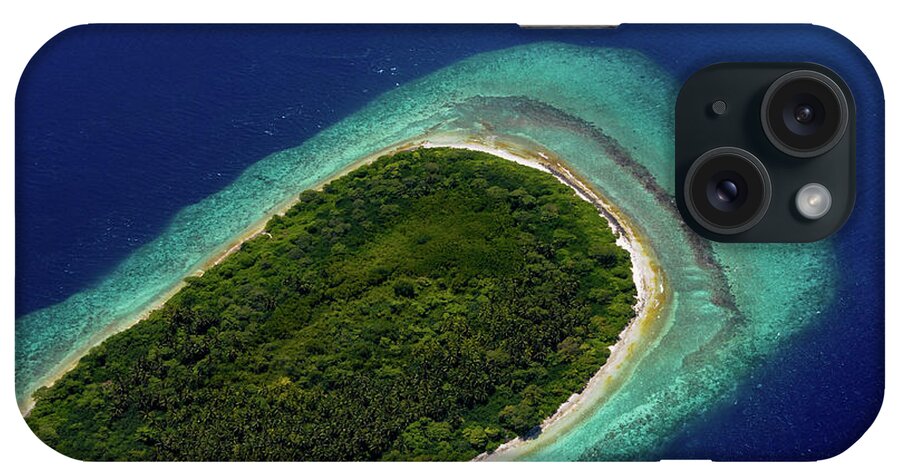 Island iPhone Case featuring the photograph Aerial View of Deserted Island. Maldives by Jenny Rainbow