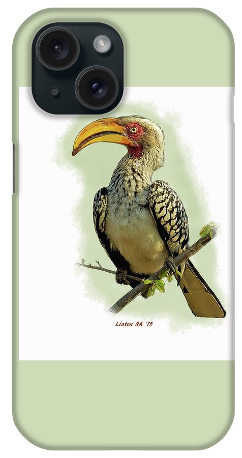 African Hornbill iPhone Case featuring the digital art African Hornbill by Larry Linton