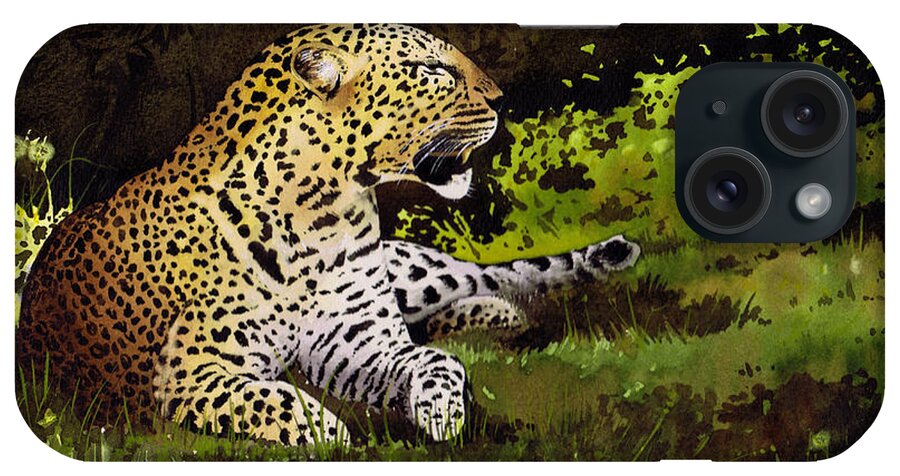 Leopard iPhone Case featuring the painting African Leopard by Paul Dene Marlor
