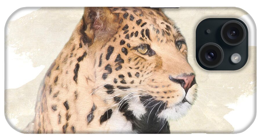 Leopard iPhone Case featuring the digital art African Leopard Portrait by Jayne Carney