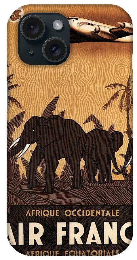 Air France iPhone Case featuring the mixed media Afrique Occidentale - Air France - Afrique Equatoriale - Retro travel Poster - Vintage Poster by Studio Grafiikka