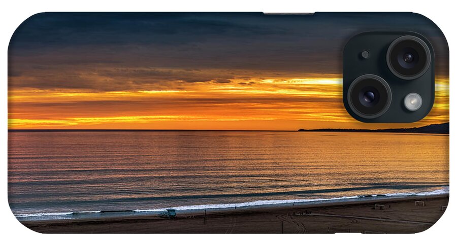 Sunset Santa Monica Bay Panorama iPhone Case featuring the photograph After Glow - Sunset Over The Bay - Panorama by Gene Parks