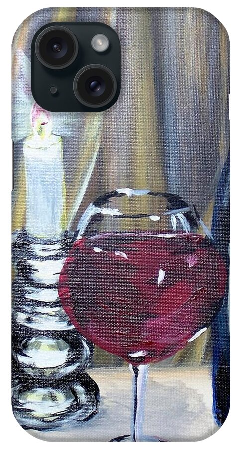 Wine iPhone Case featuring the painting After Work by Saundra Johnson
