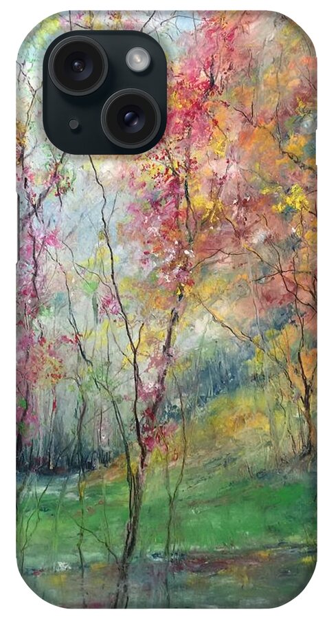 Oil Pastel iPhone Case featuring the painting Afternoon on the River by Robin Miller-Bookhout