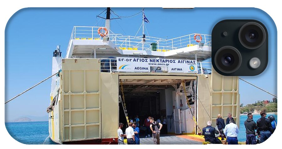 Aegina iPhone Case featuring the photograph Agios Nektarios ferry on Aegina by David Fowler
