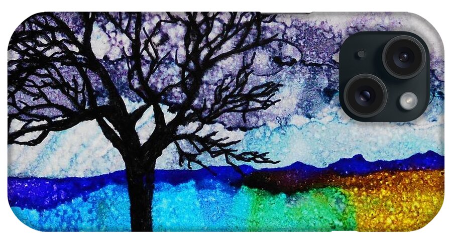 Alcohol Ink iPhone Case featuring the painting Changing Seasons - A 202 by Catherine Van Der Woerd