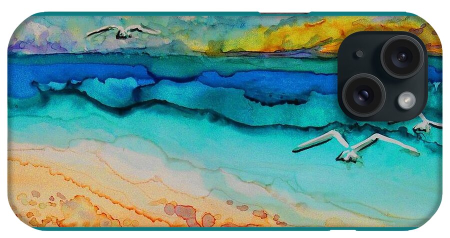 Alcohol Ink iPhone Case featuring the painting The Beach - A 223 by Catherine Van Der Woerd