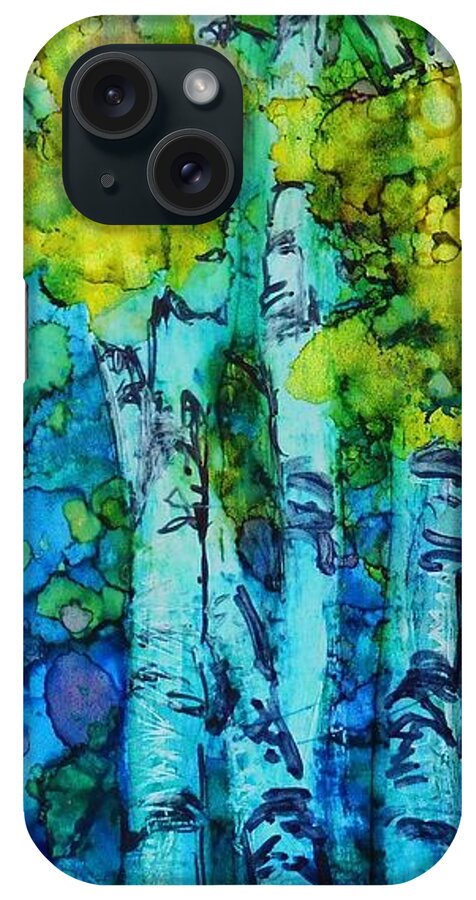 Alcohol Ink iPhone Case featuring the painting Birch - A 240 by Catherine Van Der Woerd
