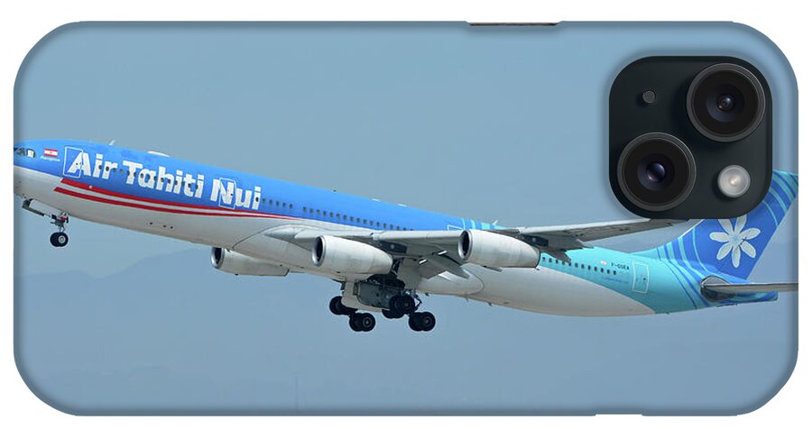 Airplane iPhone Case featuring the photograph Air Tahiti Nui Airbus A340-313X F-OSEA Los Angeles International Airport May 3 2016 by Brian Lockett