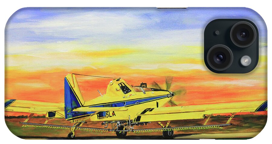Air Tractor. Crop Duster iPhone Case featuring the painting Air Tractor Still At Work by Karl Wagner