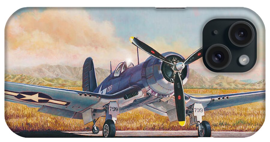 Aviation iPhone Case featuring the painting Airshow Corsair by Douglas Castleman