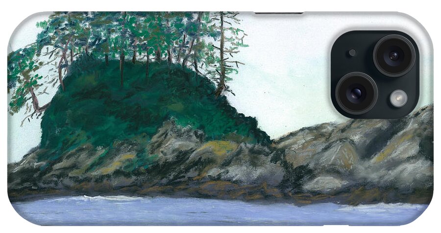 Island iPhone Case featuring the pastel Alaskan Islet by Ginny Neece