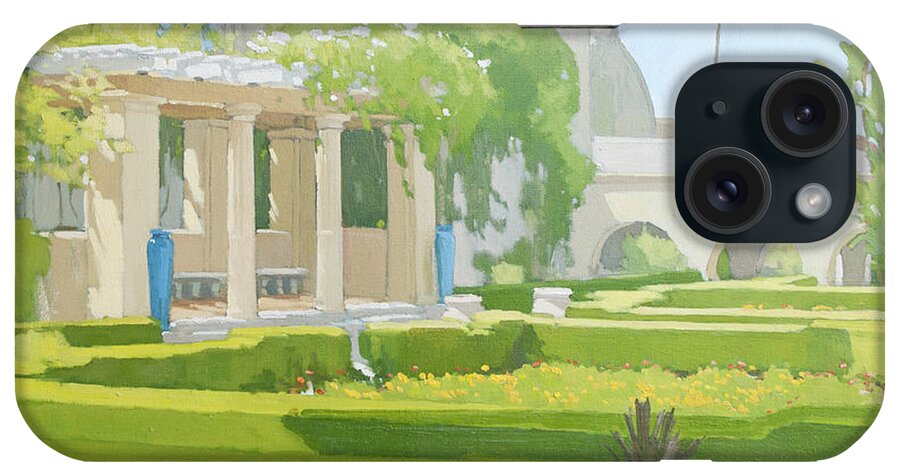 Alcazar Garden iPhone Case featuring the painting Alcazar Garden Balboa Park San Diego California by Paul Strahm