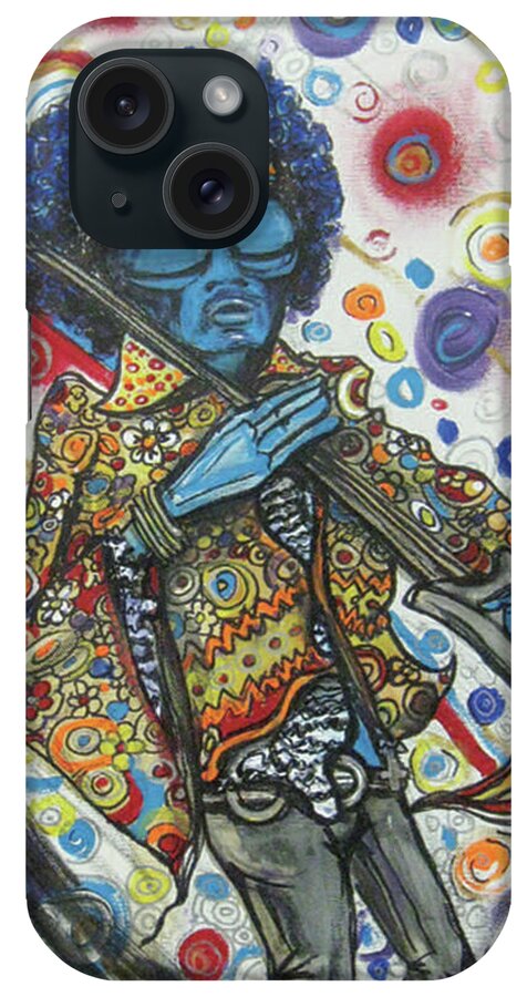 Jimi Hendrix iPhone Case featuring the painting alien Jimi Hendrix by Similar Alien