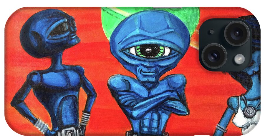 Confident iPhone Case featuring the painting Alien posse by Similar Alien