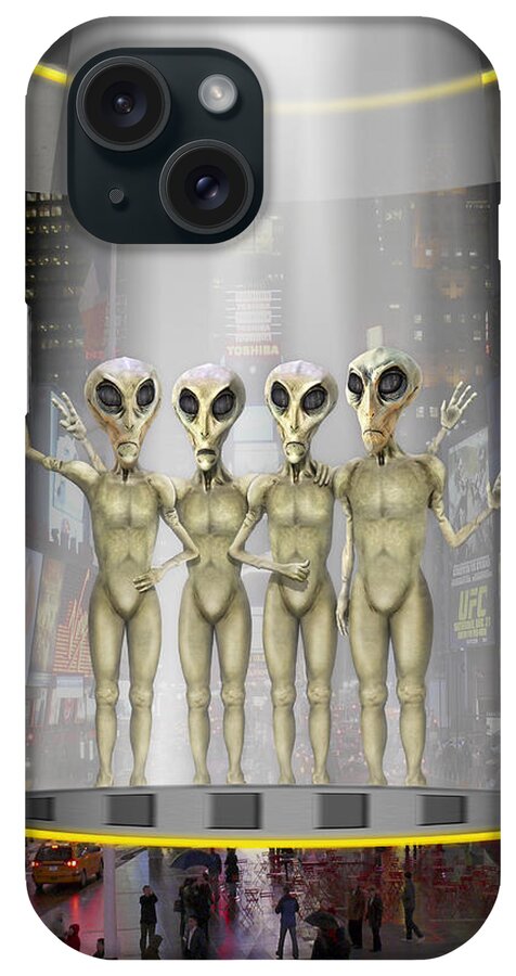 Time Square iPhone Case featuring the photograph Alien Vacation - Beamed Up from Time Square by Mike McGlothlen