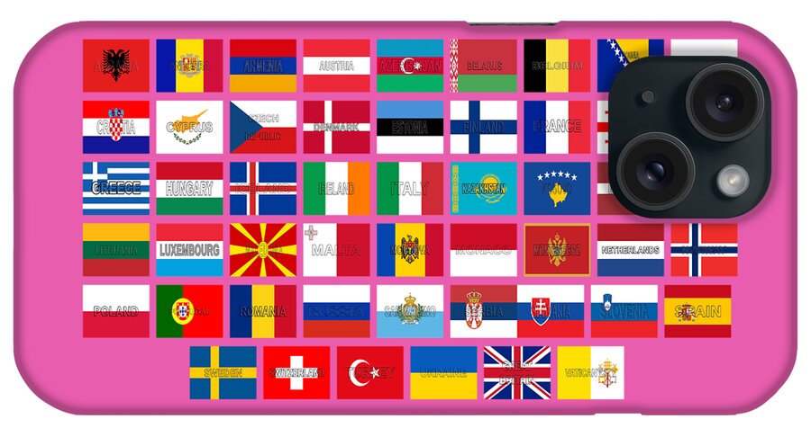  Europe iPhone Case featuring the digital art All European Flags by Roy Pedersen