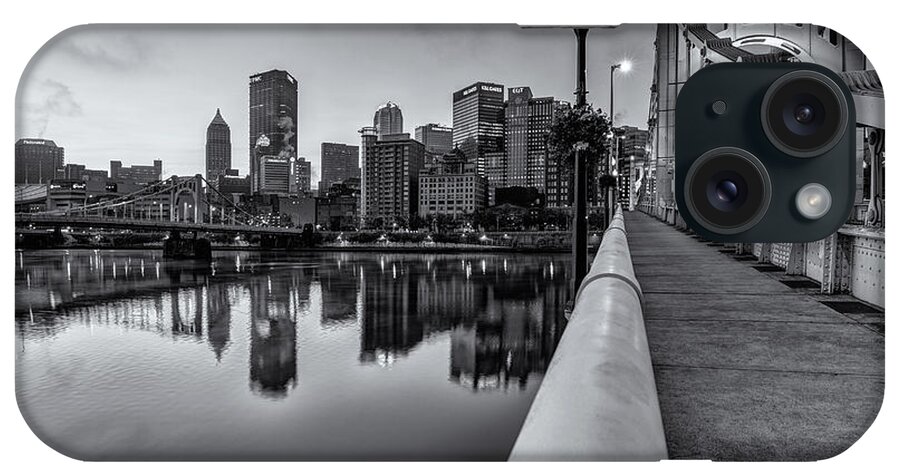 Pittsburgh iPhone Case featuring the photograph Allegheny Waterfront Black and White by Matt Hammerstein