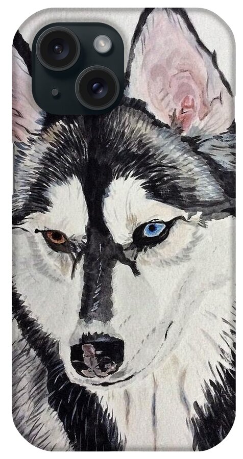 Husky iPhone Case featuring the painting Almost Wild by Sonja Jones