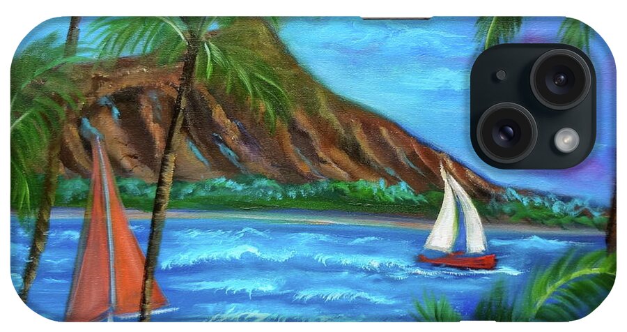Diamond Head iPhone Case featuring the painting Aloha Diamond Head by Jenny Lee