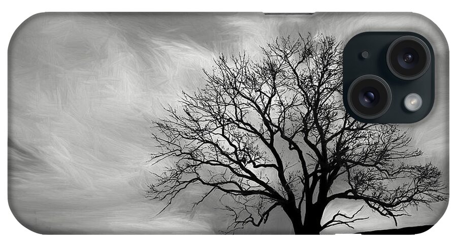 Alone iPhone Case featuring the photograph Alone on a Hill in Black and White by Tom Mc Nemar