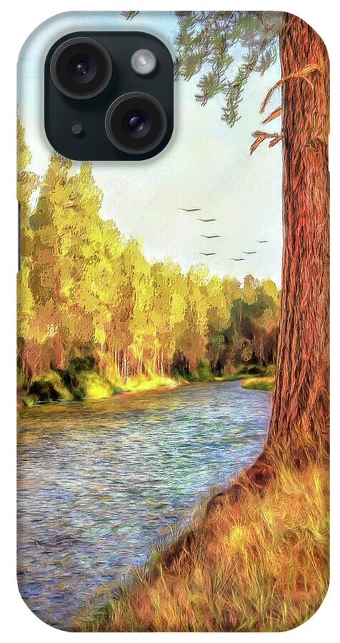  iPhone Case featuring the digital art Along the Metolius by Bill Johnson