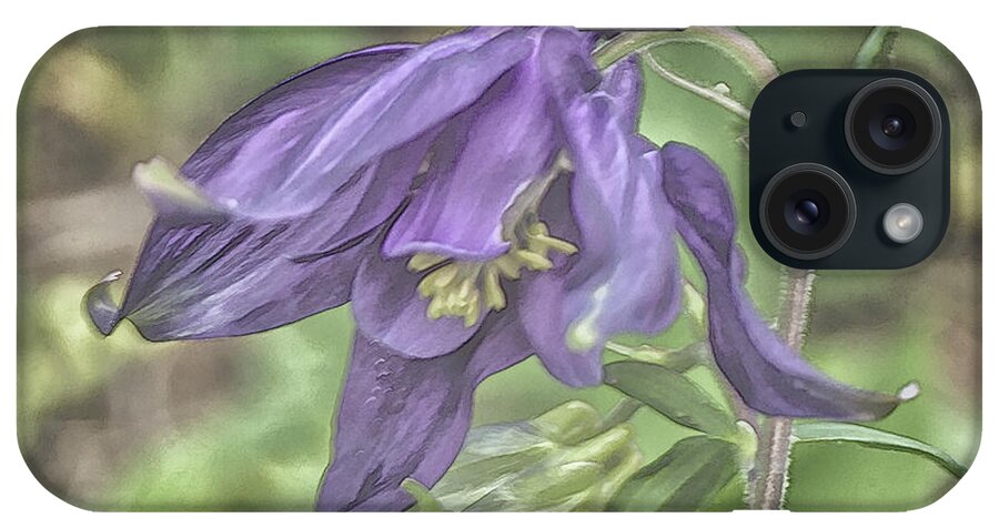 Alpine iPhone Case featuring the photograph Alpine Columbine Flower- Coloring Book Effect by Constantine Gregory