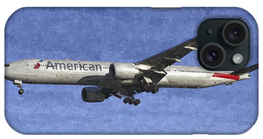 American iPhone Case featuring the photograph American Airlines Boeing 777 Aircraft Art by David Pyatt