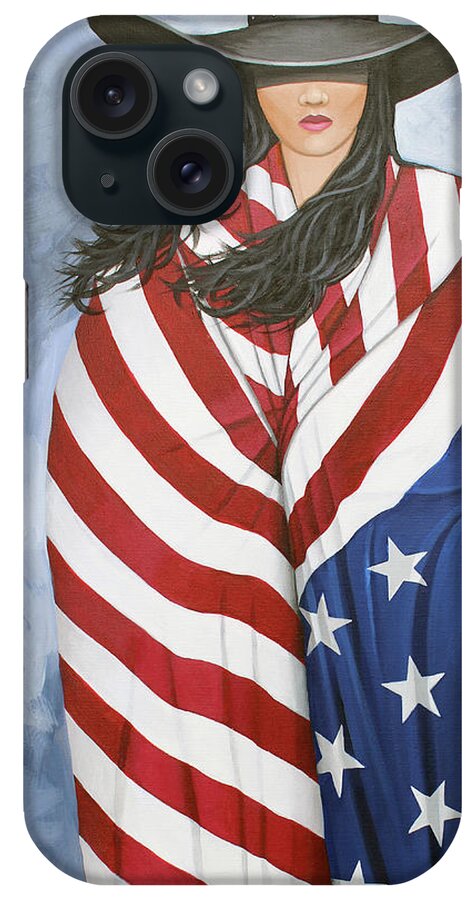 American Cowgirl iPhone Case featuring the painting American Pride 1 by Lance Headlee