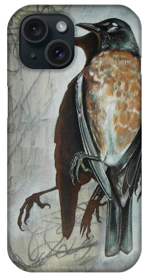 Robin iPhone Case featuring the mixed media American Robin by Sheri Howe
