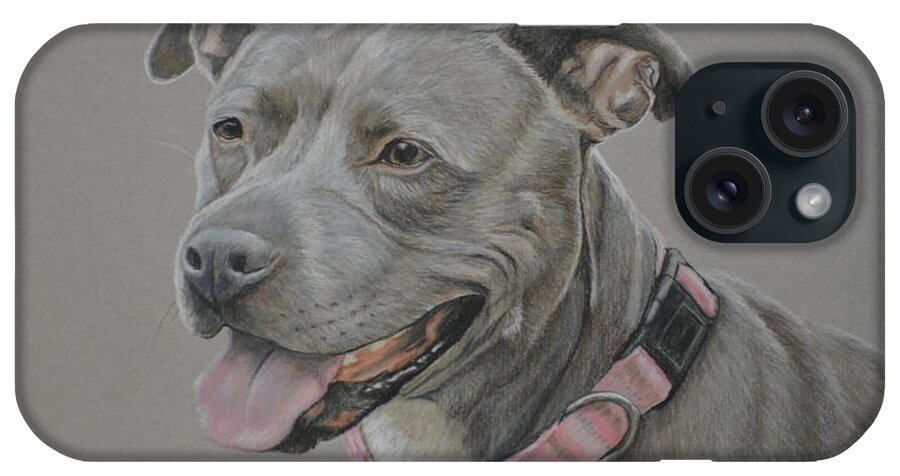 Dog Art iPhone Case featuring the drawing American Staffordshire Terrier by Charlotte Yealey