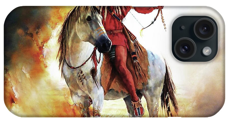 Native American iPhone Case featuring the painting American Warriors 78 by Gull G