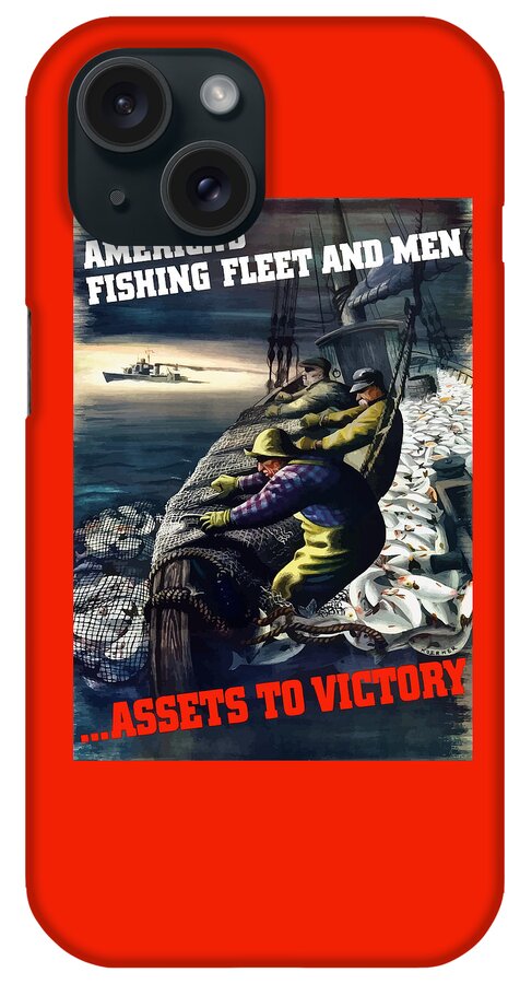 Fishing iPhone Case featuring the painting America's Fishing Fleet And Men by War Is Hell Store