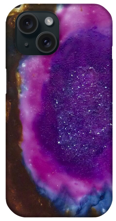 Amethyst iPhone Case featuring the painting Amethyst Encaustic Abstract by Kay Shaffer