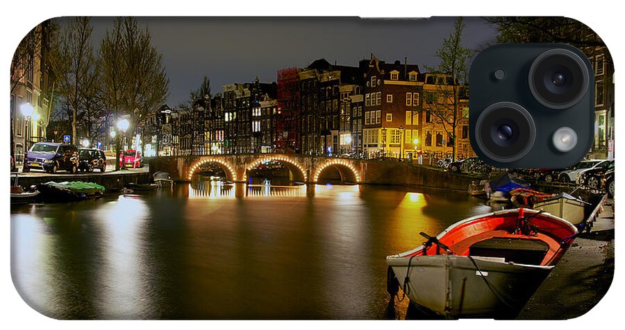 Amsterdam iPhone Case featuring the photograph Amsterdam at Night by Peter Kennett