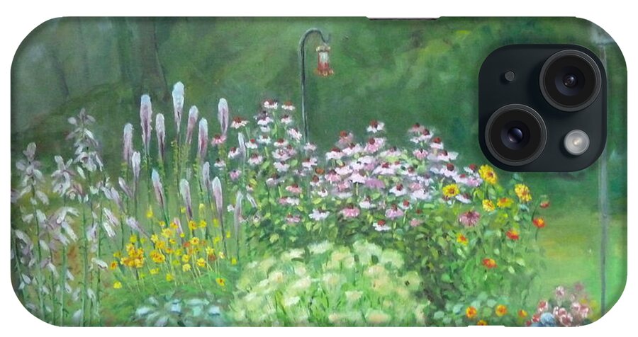 Flower Garden iPhone Case featuring the painting An Angel in my Garden by Bonita Waitl