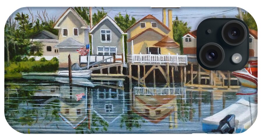 Waterfront Scene iPhone Case featuring the painting An Oasis Of Peace In Queens by Madeline Lovallo