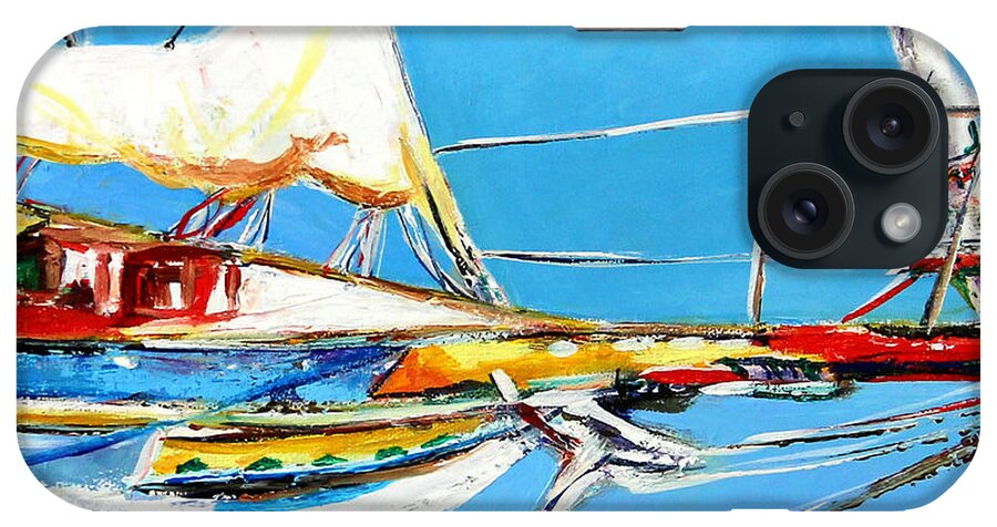 Boats iPhone Case featuring the painting Anchored by Marti Green