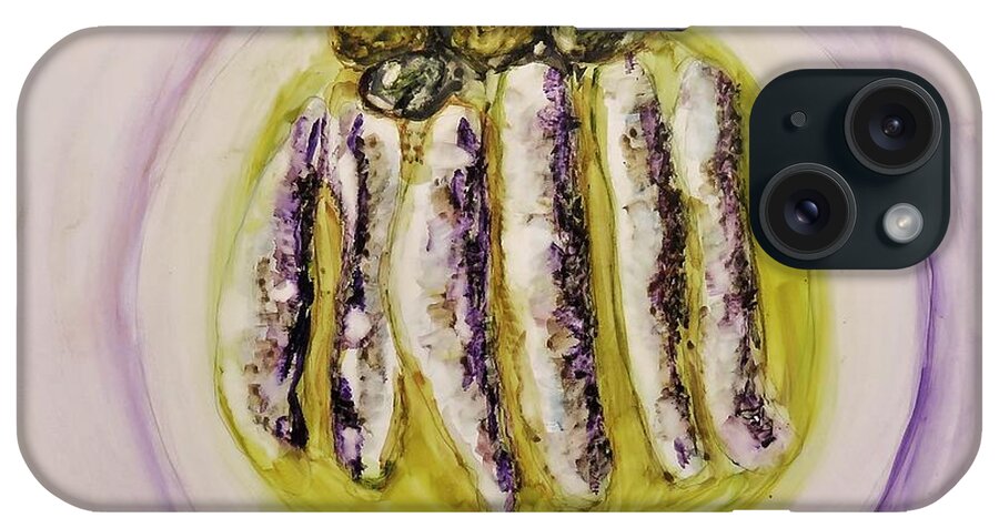 Anchovy iPhone Case featuring the painting Anchovies and Olives by Laurie Morgan