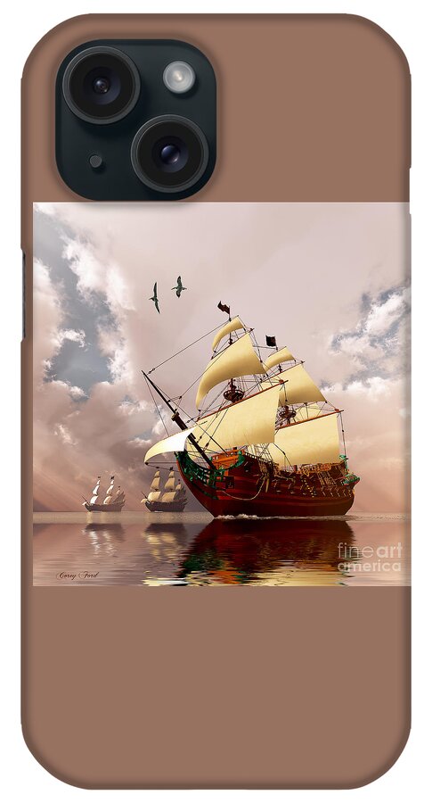 Galleon iPhone Case featuring the painting Ancient Ships by Corey Ford