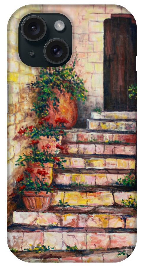 Ancient Stairway iPhone Case featuring the painting Ancient Stairway by Lou Ann Bagnall
