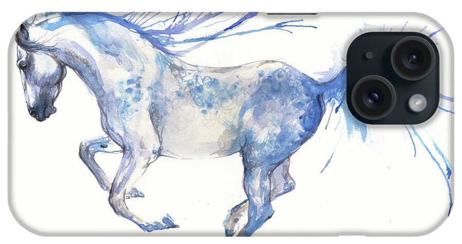 Horse iPhone Case featuring the painting Andalusian horse 2017 07 18 by Ang El