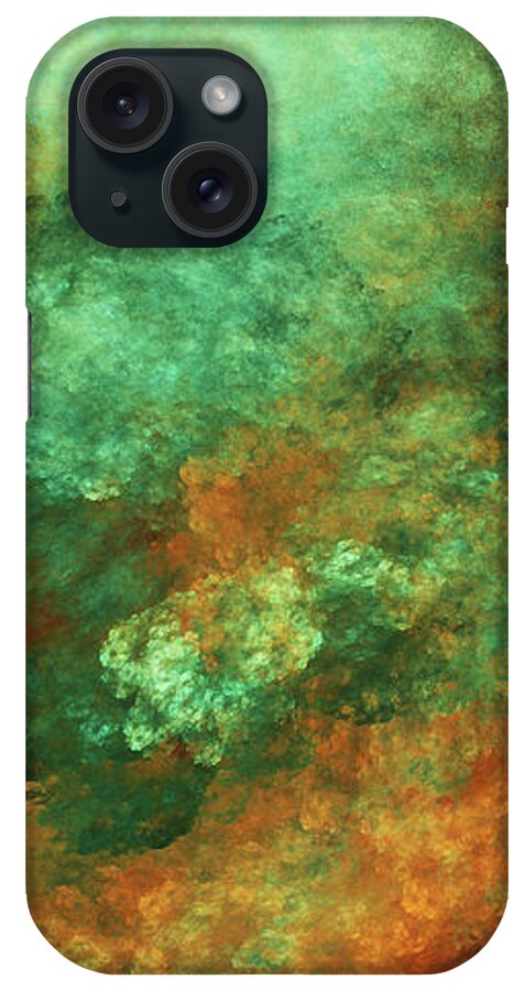 Andee Design Green And Orange Abstract iPhone Case featuring the digital art Andee Design Abstract 2 2017 by Andee Design