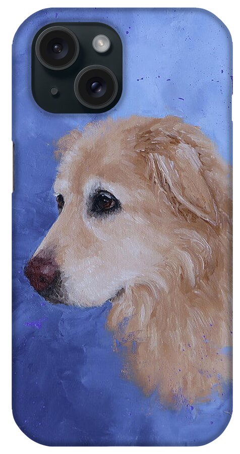 Dog Art iPhone Case featuring the painting Angel, a Golden Retriever by Monica Burnette