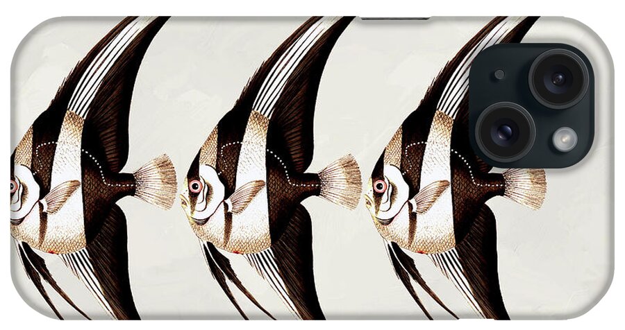 Angel Fish In A Row Wall Art iPhone Case featuring the mixed media Angel Fish In A Row Wall Art by Georgiana Romanovna