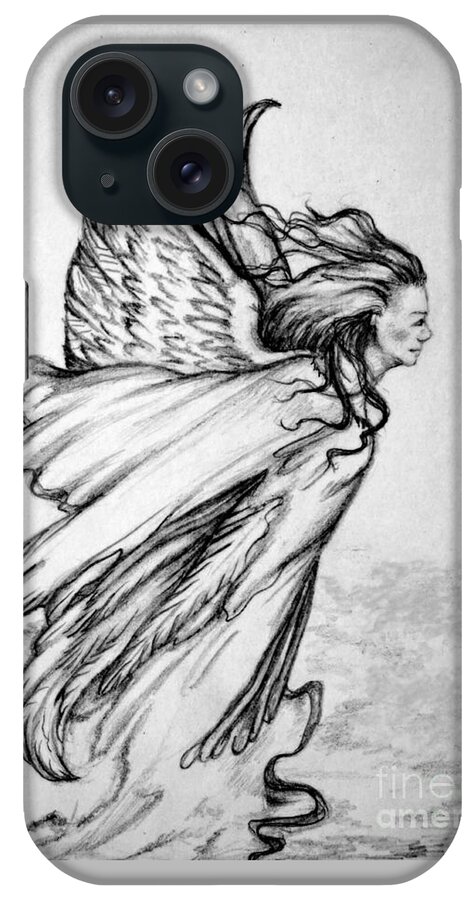 Angel iPhone Case featuring the drawing Angel From Above by Georgia Doyle