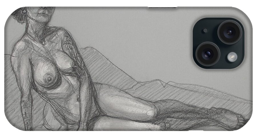 Realism iPhone Case featuring the drawing Angela Reclining  by Donelli DiMaria