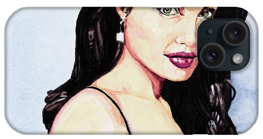 Star iPhone Case featuring the painting Angelina Jolie Portrait by Alban Dizdari
